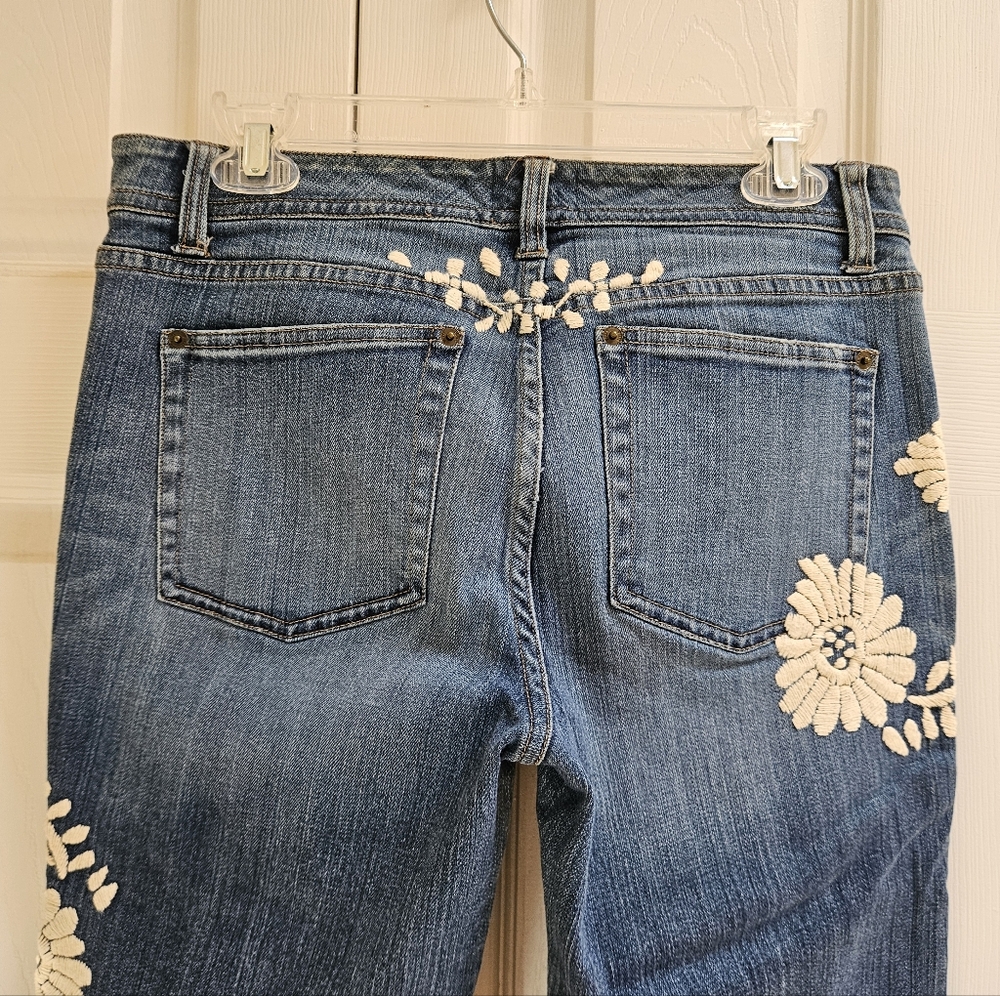 White House Black Market Embroidered Straight Jeans